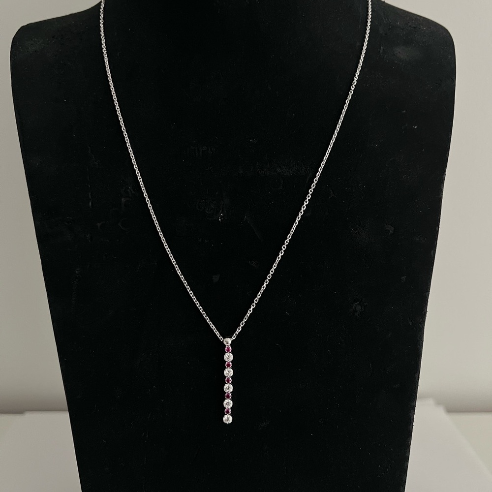 NEW Diamonique Ruby Diamond Necklace